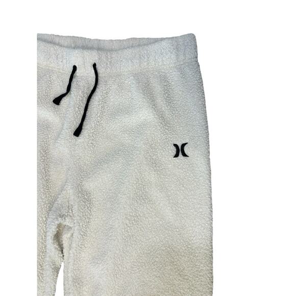 Hurley White Sherpa Straight Legged Sweatpants Embroidered Logo Kids XL - Picture 4 of 6